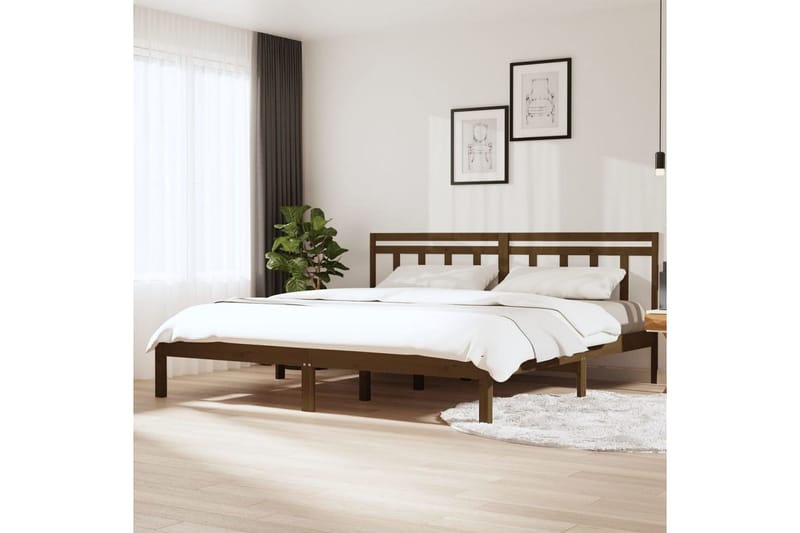 Sängynrunko hunajanruskea täysi mänty 200x200 cm - Ruskea - Huonekalut - Sänky - Sänkykehikot & sängynrungot