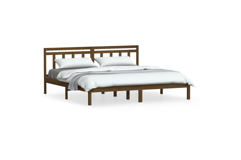 Sängynrunko hunajanruskea täysi mänty 200x200 cm - Ruskea - Huonekalut - Sänky - Sänkykehikot & sängynrungot