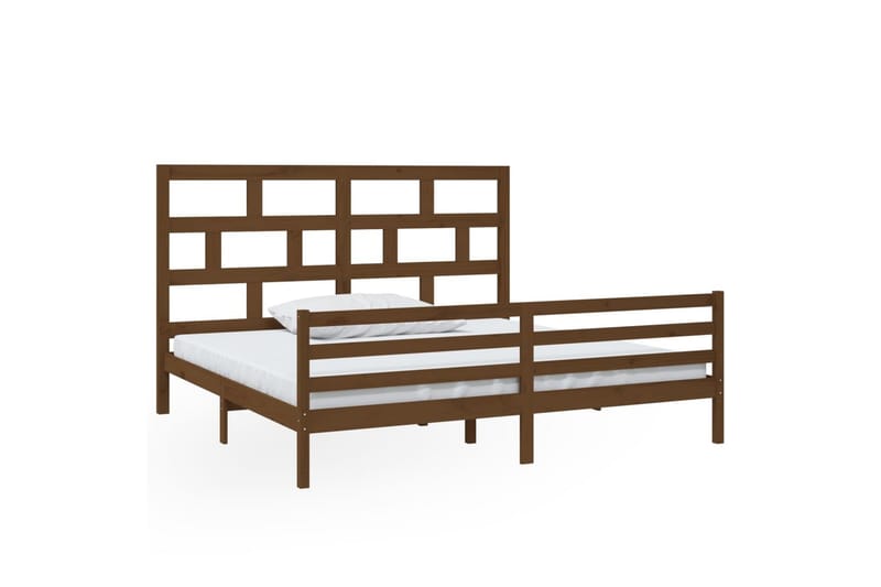 Sängynrunko hunajanruskea täysi mänty 200x200 cm - Ruskea - Huonekalut - Sänky - Sänkykehikot & sängynrungot