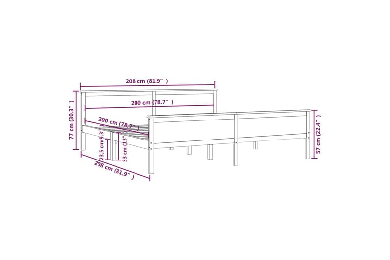 Sängynrunko hunajanruskea täysi mänty 200x200 cm - Ruskea - Huonekalut - Sänky - Sänkykehikot & sängynrungot