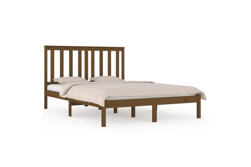 Sängynrunko hunajanruskea täysi mänty 200x200 cm - Ruskea - Huonekalut - Sänky - Sänkykehikot & sängynrungot
