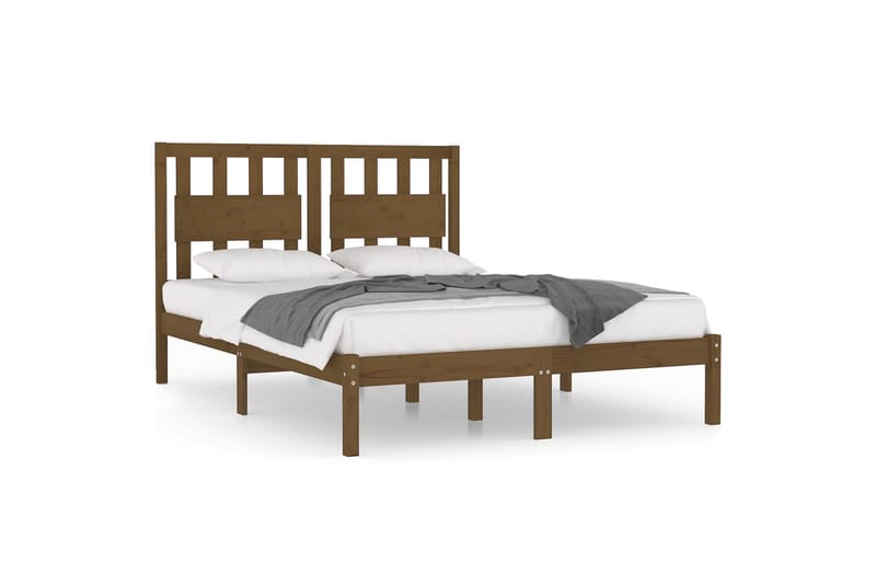 Sängynrunko hunajanruskea täysi mänty 200x200 cm - Ruskea - Huonekalut - Sänky - Sänkykehikot & sängynrungot