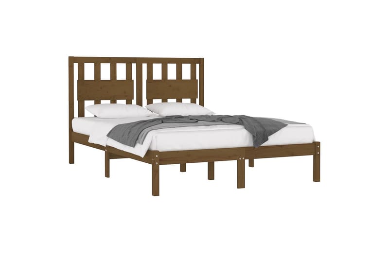 Sängynrunko hunajanruskea täysi mänty 200x200 cm - Ruskea - Huonekalut - Sänky - Sänkykehikot & sängynrungot