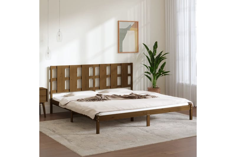 Sängynrunko hunajanruskea täysi mänty 200x200 cm - Ruskea - Huonekalut - Sänky - Sänkykehikot & sängynrungot
