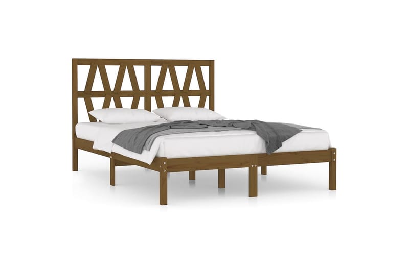 Sängynrunko hunajanruskea täysi mänty 200x200 cm - Ruskea - Huonekalut - Sänky - Sänkykehikot & sängynrungot