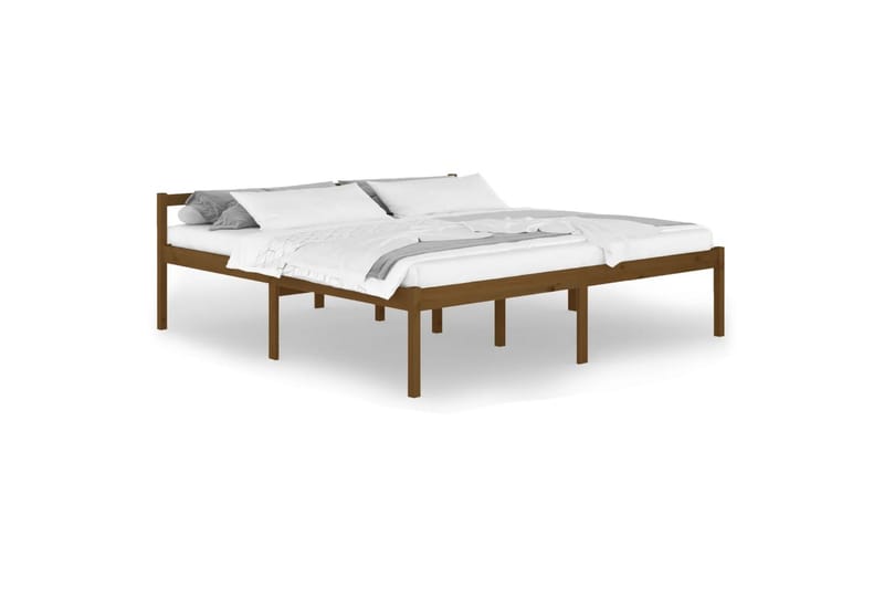 Sängynrunko hunajanruskea täysi mänty 200x200 cm - Ruskea - Huonekalut - Sänky - Sänkykehikot & sängynrungot