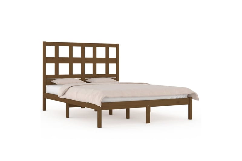 Sängynrunko hunajanruskea täysi mänty 200x200 cm - Ruskea - Huonekalut - Sänky - Sänkykehikot & sängynrungot