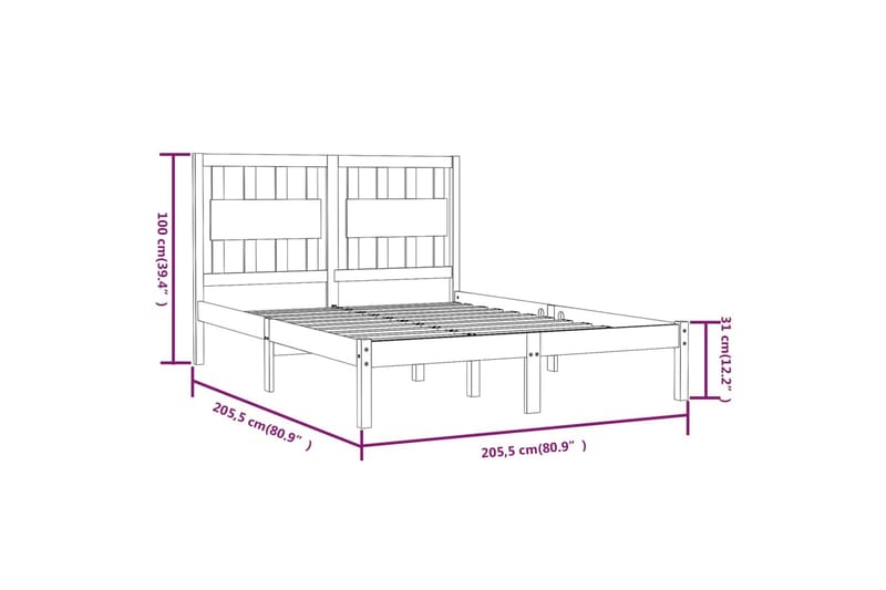 Sängynrunko hunajanruskea täysi mänty 200x200 cm - Ruskea - Huonekalut - Sänky - Sänkykehikot & sängynrungot