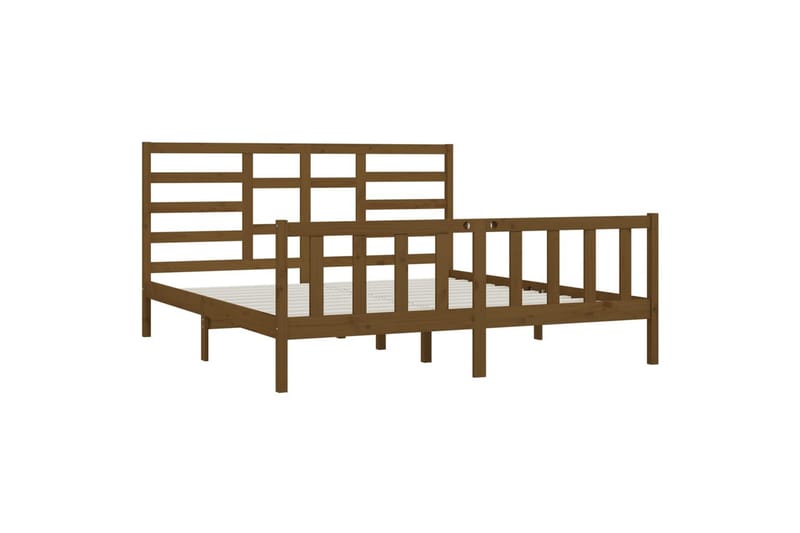 Sängynrunko hunajanruskea täysi mänty 200x200 cm - Ruskea - Huonekalut - Sänky - Sänkykehikot & sängynrungot