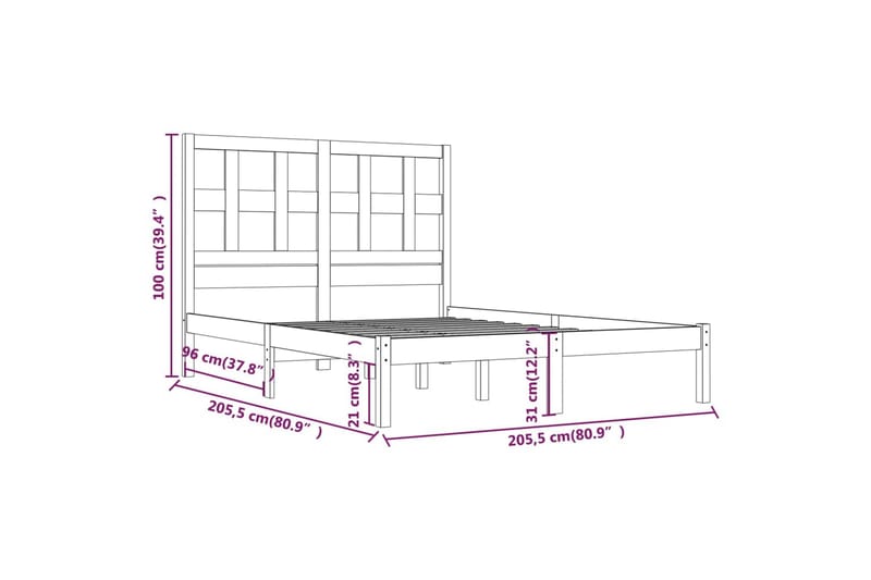 Sängynrunko hunajanruskea täysi mänty 200x200 cm - Ruskea - Huonekalut - Sänky - Sänkykehikot & sängynrungot