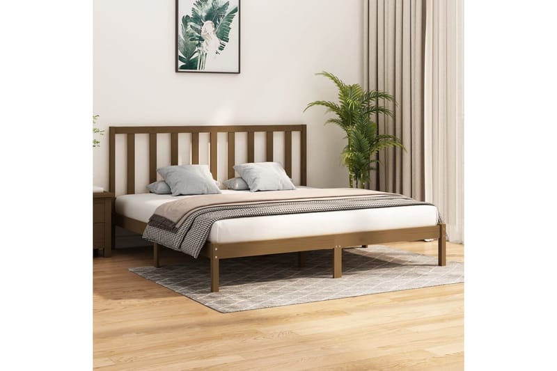 Sängynrunko hunajanruskea täysi mänty 200x200 cm - Ruskea - Huonekalut - Sänky - Sänkykehikot & sängynrungot