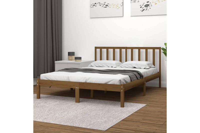 Sängynrunko hunajanruskea täysi mänty 200x200 cm - Ruskea - Huonekalut - Sänky - Sänkykehikot & sängynrungot