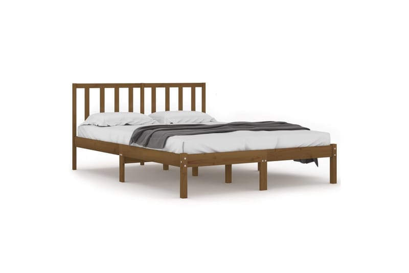 Sängynrunko hunajanruskea täysi mänty 200x200 cm - Ruskea - Huonekalut - Sänky - Sänkykehikot & sängynrungot