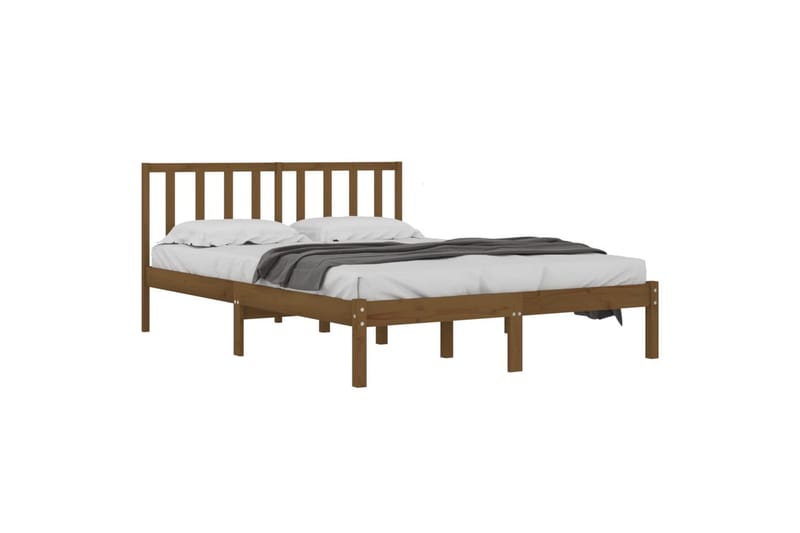 Sängynrunko hunajanruskea täysi mänty 200x200 cm - Ruskea - Huonekalut - Sänky - Sänkykehikot & sängynrungot