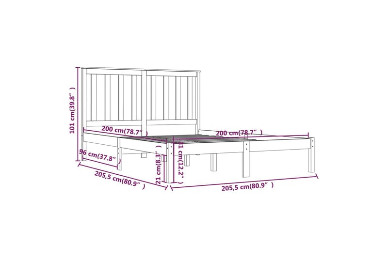 Sängynrunko hunajanruskea täysi mänty 200x200 cm - Ruskea - Huonekalut - Sänky - Sänkykehikot & sängynrungot