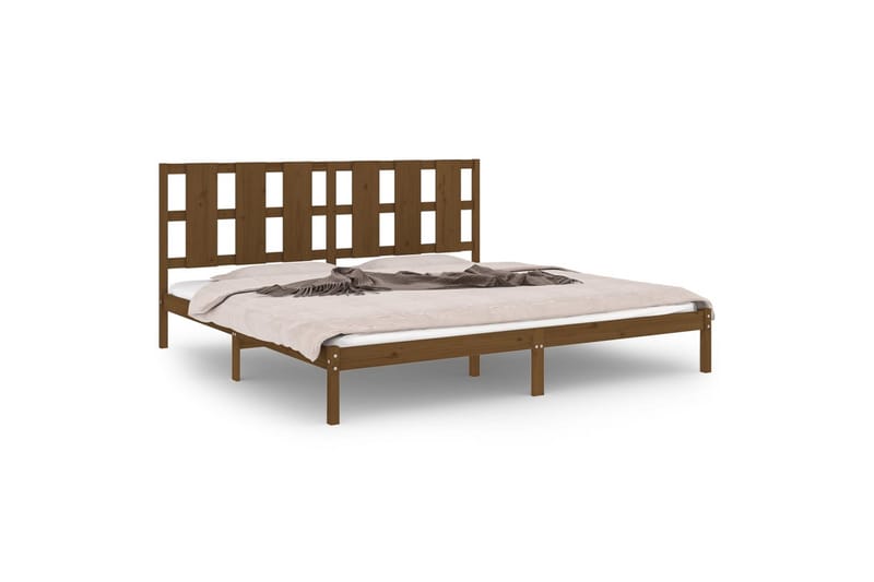 Sängynrunko hunajanruskea täysi mänty 200x200 cm - Ruskea - Huonekalut - Sänky - Sänkykehikot & sängynrungot