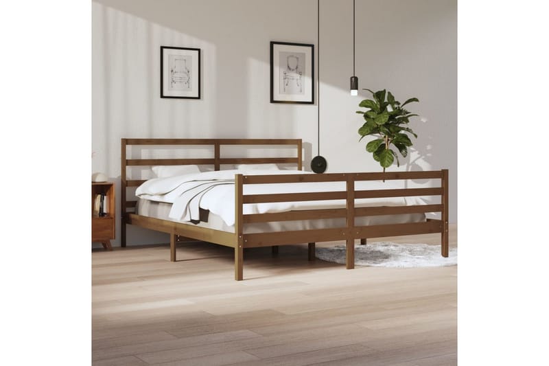 Sängynrunko hunajanruskea täysi mänty 200x200 cm - Ruskea - Huonekalut - Sänky - Sänkykehikot & sängynrungot
