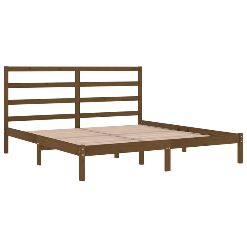 Sängynrunko hunajanruskea täysi mänty 200x200 cm - Ruskea - Huonekalut - Sänky - Sänkykehikot & sängynrungot
