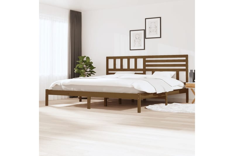 Sängynrunko hunajanruskea täysi mänty 200x200 cm - Ruskea - Huonekalut - Sänky - Sänkykehikot & sängynrungot