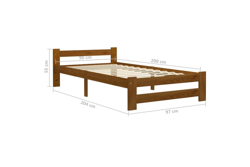 Sängynrunko hunajanruskea täysi mänty 90x200 cm - Ruskea - Huonekalut - Sänky - Sänkykehikot & sängynrungot