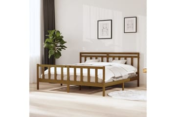 Sängynrunko hunajanruskea täysi puu 200x200 cm - Ruskea - Huonekalut - Sänky - Sänkykehikot & sängynrungot