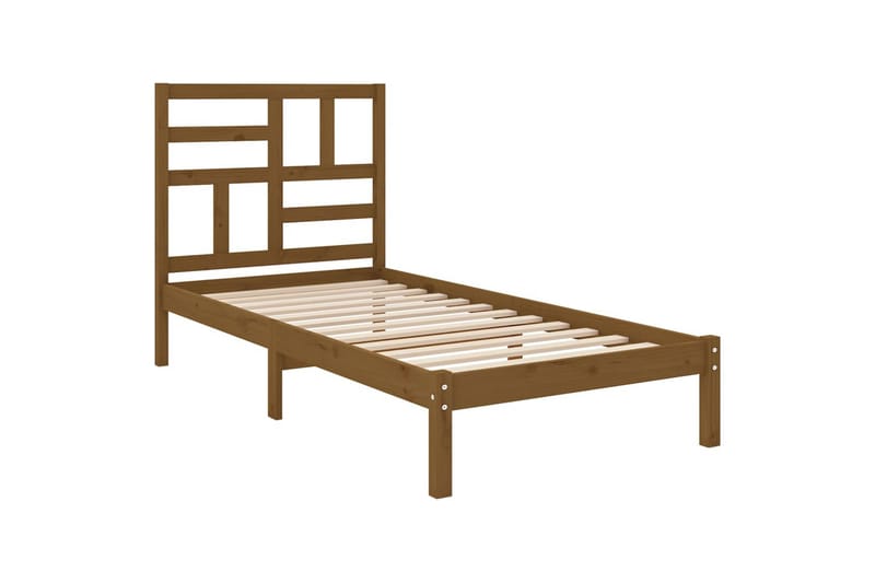 Sängynrunko hunajanruskea täysi puu 100x200 cm - Ruskea - Huonekalut - Sänky - Sänkykehikot & sängynrungot