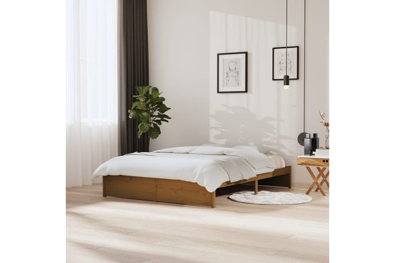 Sängynrunko hunajanruskea täysi puu 150x200 cm 5FT King Size - Ruskea - Huonekalut - Sänky - Sänkykehikot & sängynrungot