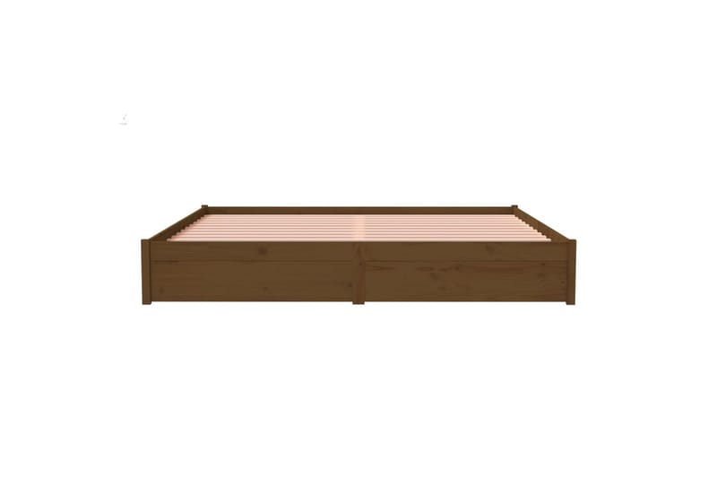 Sängynrunko hunajanruskea täysi puu 200x200 cm - Ruskea - Huonekalut - Sänky - Sänkykehikot & sängynrungot