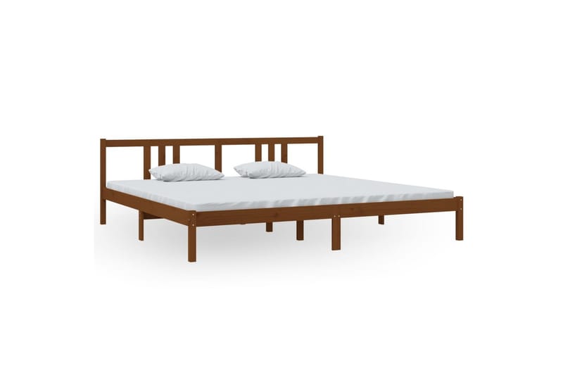 Sängynrunko hunajanruskea täysi puu 200x200 cm - Ruskea - Huonekalut - Sänky - Sänkykehikot & sängynrungot