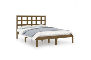 Sängynrunko hunajanruskea täysi puu 200x200 cm - Ruskea - Huonekalut - Sänky - Sänkykehikot & sängynrungot