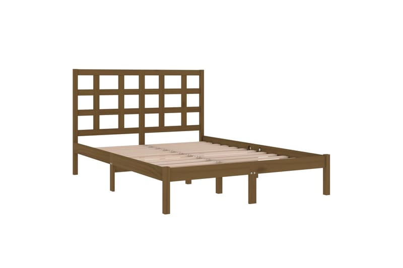 Sängynrunko hunajanruskea täysi puu 200x200 cm - Ruskea - Huonekalut - Sänky - Sänkykehikot & sängynrungot