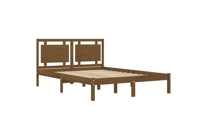 Sängynrunko hunajanruskea täysi puu 200x200 cm - Ruskea - Huonekalut - Sänky - Sänkykehikot & sängynrungot