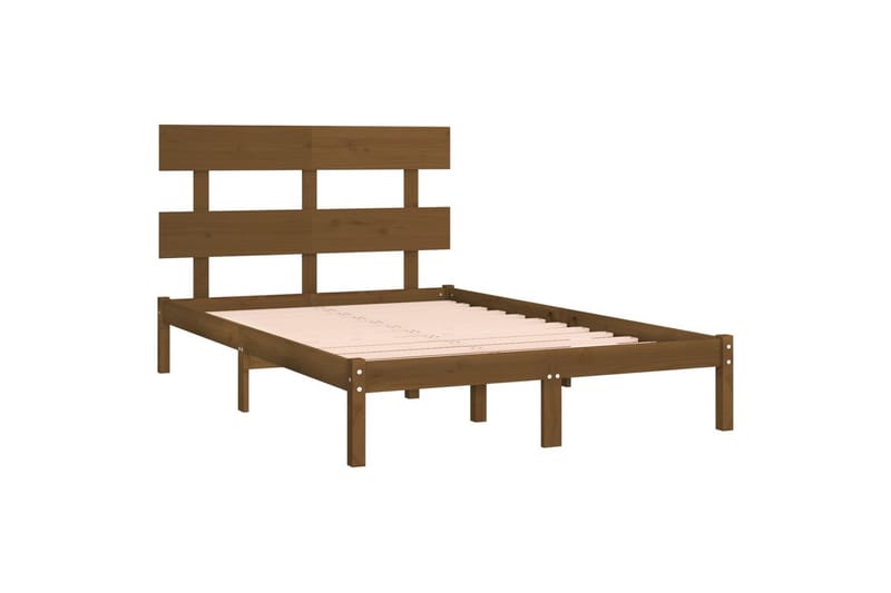 Sängynrunko hunajanruskea täysi puu 200x200 cm - Ruskea - Huonekalut - Sänky - Sänkykehikot & sängynrungot
