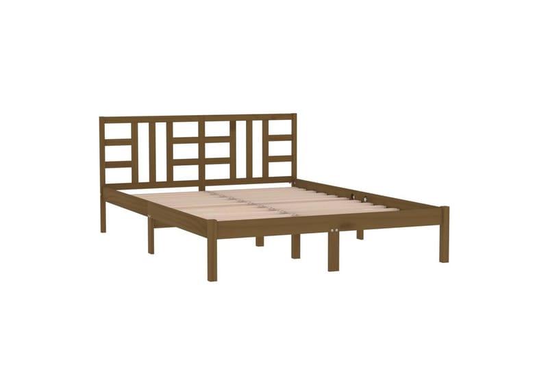 Sängynrunko hunajanruskea täysi puu 200x200 cm - Ruskea - Huonekalut - Sänky - Sänkykehikot & sängynrungot