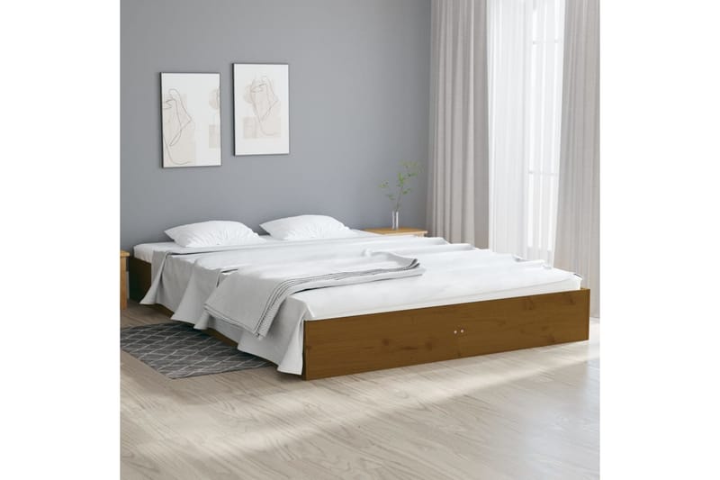 Sängynrunko hunajanruskea täysi puu 150x200 cm 5FT King Size - Ruskea - Huonekalut - Sänky - Sänkykehikot & sängynrungot