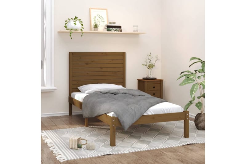 Sängynrunko hunajanruskea täysi puu 100x200 cm - Ruskea - Huonekalut - Sänky - Sänkykehikot & sängynrungot