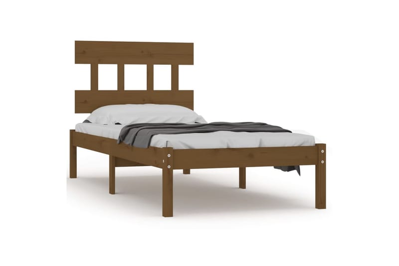 Sängynrunko hunajanruskea täysi puu 100x200 cm - Ruskea - Huonekalut - Sänky - Sänkykehikot & sängynrungot