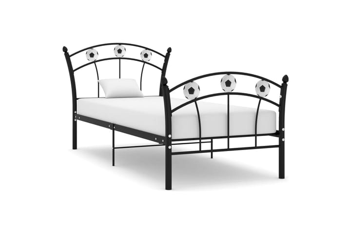 Sängynrunko jalkapallokoristeet musta metalli 90x200 cm - Sänkykehikot & sängynrungot
