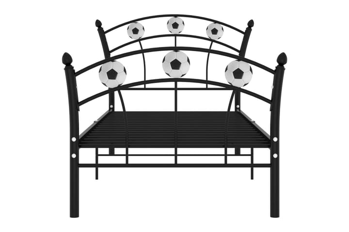 Sängynrunko jalkapallokoristeet musta metalli 90x200 cm - Sänkykehikot & sängynrungot