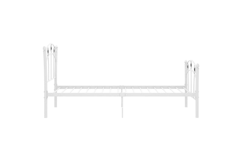 Sängynrunko jalkapallokoristeet valkoinen metalli 90x200 cm - Huonekalut - Sänky - Sänkykehikot & sängynrungot