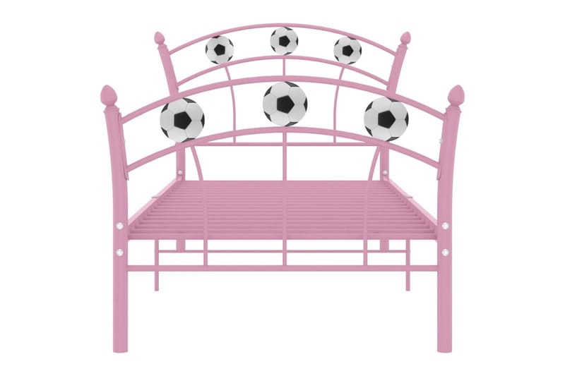 Sängynrunko jalkapallokoristeet pinkki metalli 90x200 cm - Huonekalut - Sänky - Sänkykehikot & sängynrungot
