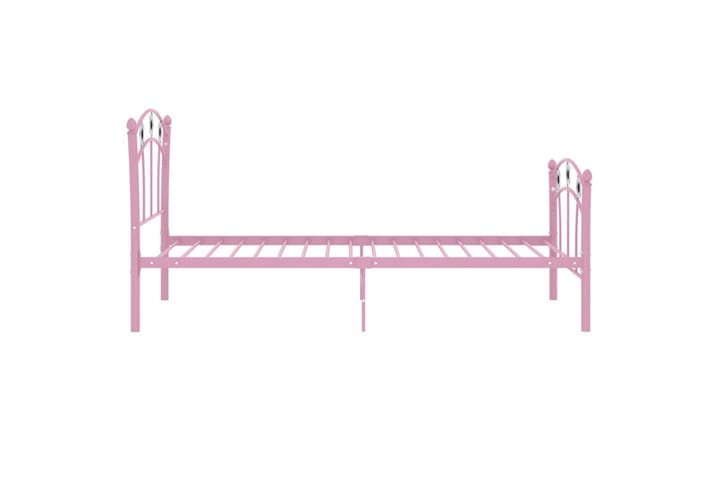 Sängynrunko jalkapallokoristeet pinkki metalli 90x200 cm - Sänkykehikot & sängynrungot