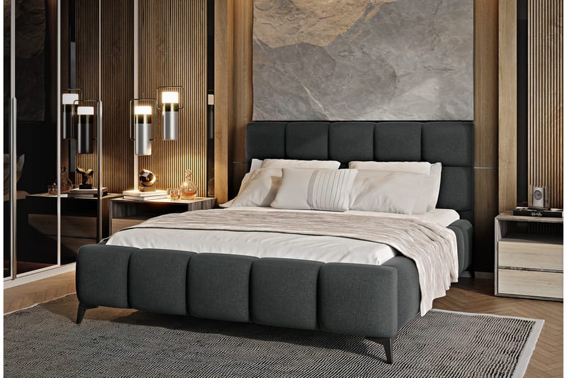 Sängynrunko Kanika Säilytyksellä 140x200 cm - Harmaa - Huonekalut - Sänky - Sänkykehikot & sängynrungot