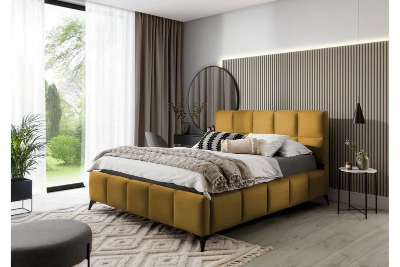 Sängynrunko Kanika Säilytyksellä 140x200 cm - Keltainen - Huonekalut - Sänky - Sänkykehikot & sängynrungot