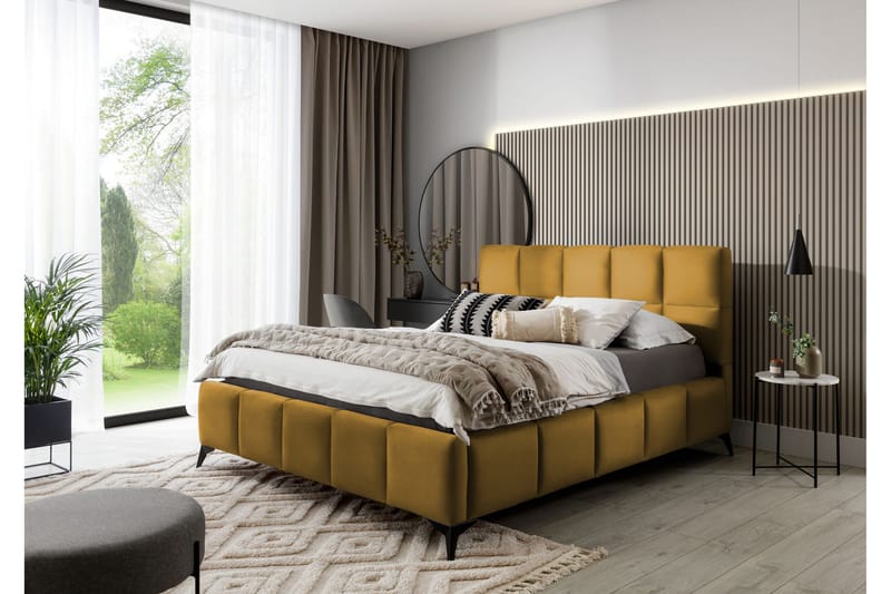 Sängynrunko Kanika Säilytyksellä 140x200 cm - Keltainen - Huonekalut - Sänky - Sänkykehikot & sängynrungot
