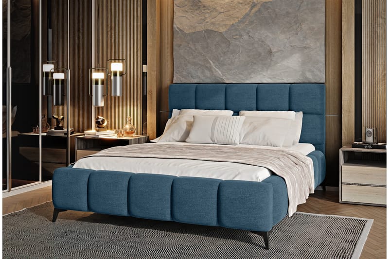 Sängynrunko Kanika Säilytyksellä 140x200 cm - Sininen - Huonekalut - Sänky - Sänkykehikot & sängynrungot