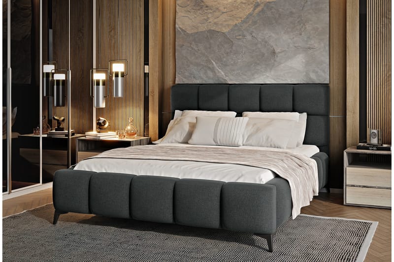 Sängynrunko Kanika Säilytyksellä 160x200 cm - Harmaa - Huonekalut - Sänky - Sänkykehikot & sängynrungot