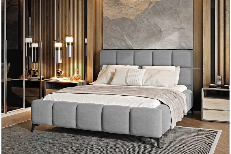 Sängynrunko Kanika Säilytyksellä 160x200 cm - Harmaa - Huonekalut - Sänky - Sänkykehikot & sängynrungot