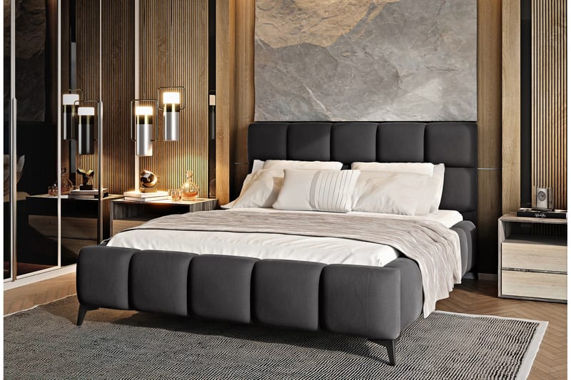 Sängynrunko Kanika Säilytyksellä 160x200 cm - Tummanharmaa - Huonekalut - Sänky - Sänkykehikot & sängynrungot