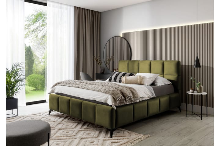 Sängynrunko Kanika Säilytyksellä 180x200 cm - Oliivinvihreä - Sänkykehikot & sängynrungot